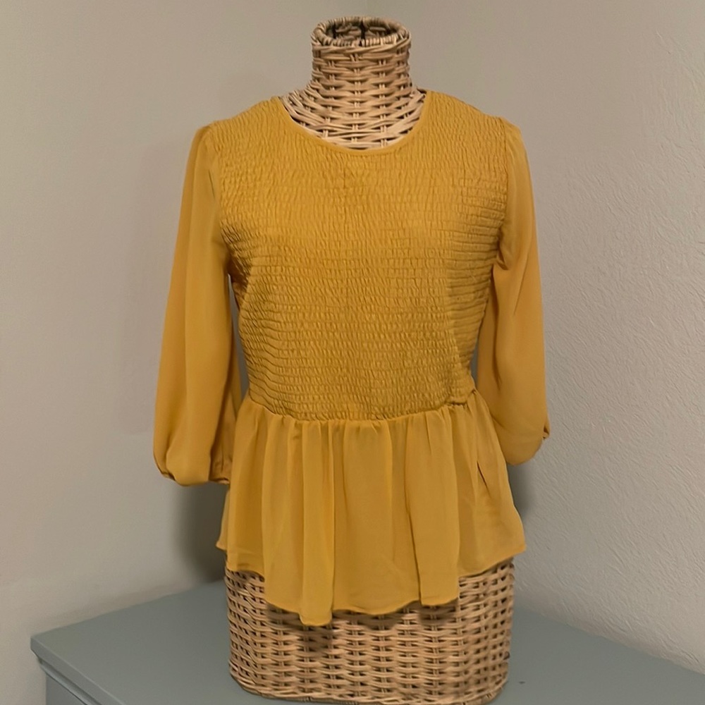 NWT Hyfve Gold Ruched Blouse, Sz. M, Sz. L